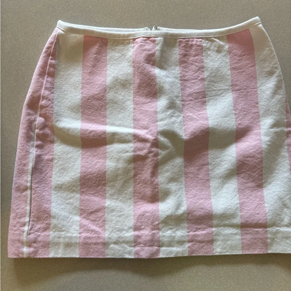MADEWELL Gamine Skirt in Cara Stripe Pink/White Size 0